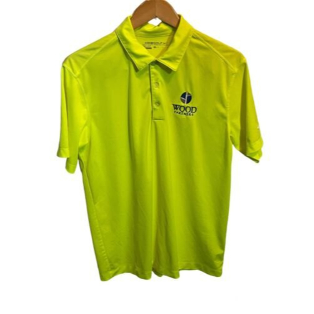 Nike Golf Dri Fit Neon Yellow Polo shirt Mens Size Medium Logo LC